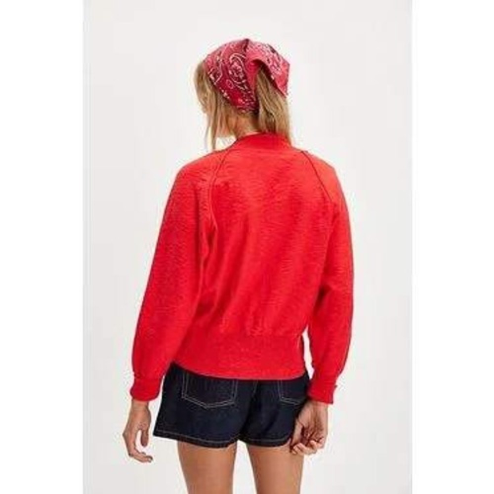 Free People Kait Cardigan‎ Flame Red Size L Cozy Lightweight Relaxed NWT - Picture 4 of 4